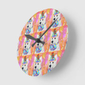 ジャーマンシェパード ラウンド壁時計 (傾斜)