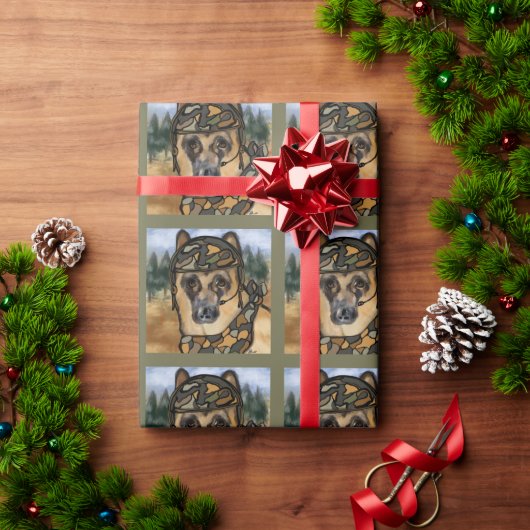 ジャーマンシェパード ラッピングペーパー (クリスマスギフト)