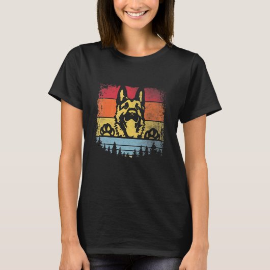 ジャーマンシェパード レトロ 犬好き ペットグッズ Tシャツ (正面)