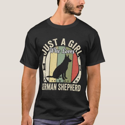 ジャーマンシェパード 少女 愛犬家デザイン (2)_1 Tシャツ (正面)