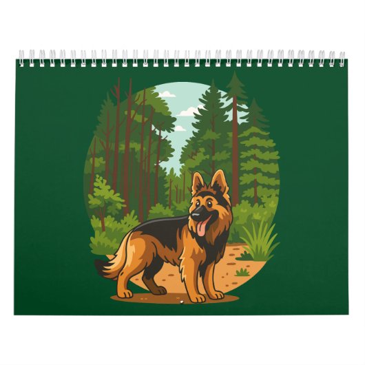 ジャーマンシェパード 森の冒険 犬 カレンダー (カバー)