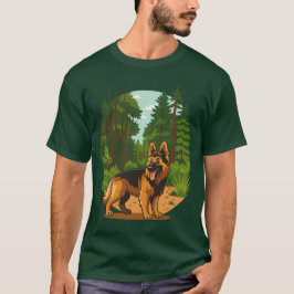 ジャーマンシェパード 森林アドベンチャードッグ Tシャツ