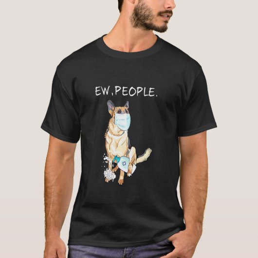 ジャーマンシェパード 気持ち悪い 人 犬 Tシャツ (正面)