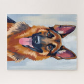 ジャーマンシェパード | 水彩画の犬のペット ジグソーパズル (横)