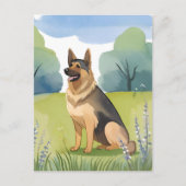 ジャーマンシェパード | 犬の水彩画 ポストカード (正面)