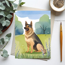 ジャーマンシェパード | 犬の水彩画 ポストカード