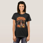 ジャーマンシェパード 秋のマフラー かぼちゃ 紅葉 より Tシャツ (正面フル)