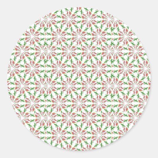 ジャーマンシェパード 赤 緑 ラウンドシール (正面)