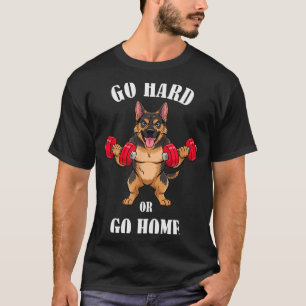 ジャーマンシェパード 運動 ダンベル ウエイトリフティング Tシャツ