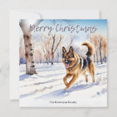 ジャーマンシェパード 雪のクリスマス シーズンカード (正面)