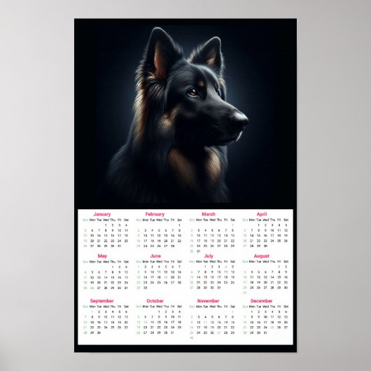ジャーマンシェパード 2025 カレンダー ポスター (正面)