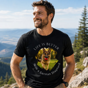 ジャーマンシェパード GSD 写真付きデザイン メンズ服 Tシャツ