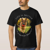 ジャーマンシェパード GSD 写真付きデザイン メンズ服 Tシャツ (正面)