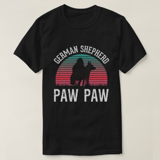 ジャーマンシェパードPAWヴィンテージ犬 Tシャツ (デザイン正面)