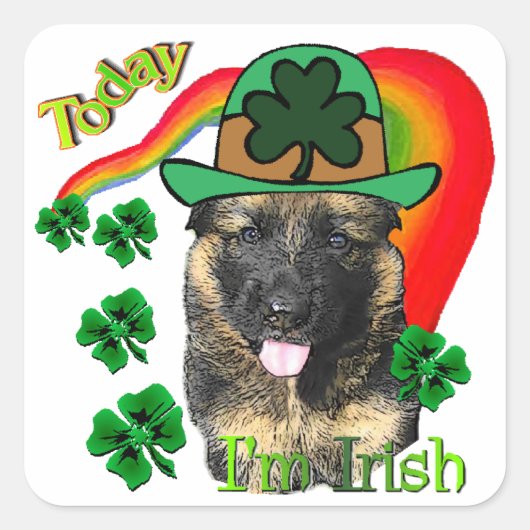 ジャーマンシェパードSt patricks day スクエアシール (正面)