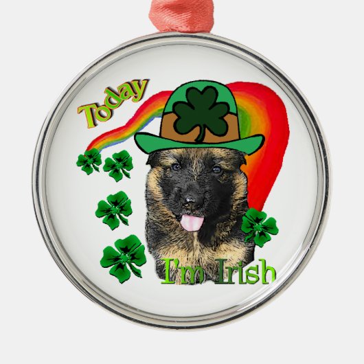 ジャーマンシェパードSt patricks day メタルオーナメント (正面)
