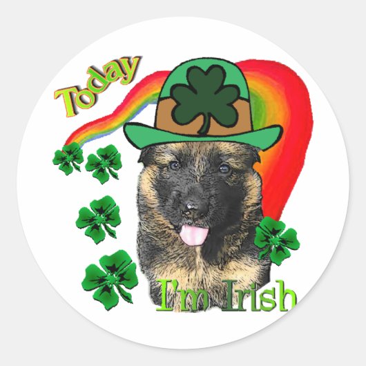 ジャーマンシェパードSt patricks day ラウンドシール (正面)