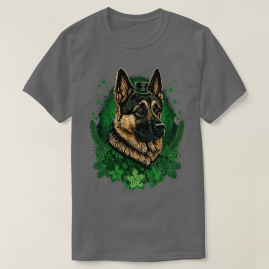 ジャーマンシェパードSt patricks day Tシャツ (デザイン正面)