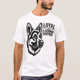 ジャーマンシェパードTシャツ - ドッグラバーラインアート Tシャツ
