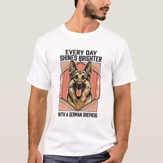 ジャーマンシェパードTシャツ ビンテージ風の彫刻 犬好き  Tシャツ (正面)
