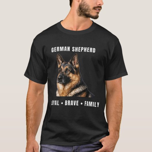 ジャーマンシェパードTシャツ – 忠誠心と勇気ある家族のTシャツ Tシャツ (正面)