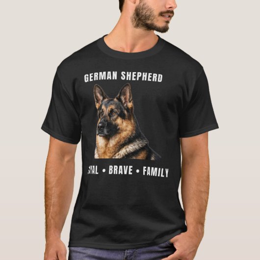 ジャーマンシェパードTシャツ - 忠誠心と勇気ある家族のTシャツ Tシャツ (正面)