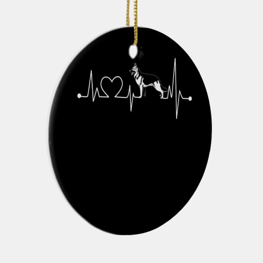 ジャーマンシェパードTハートビートシャツ セラミックオーナメント (右)