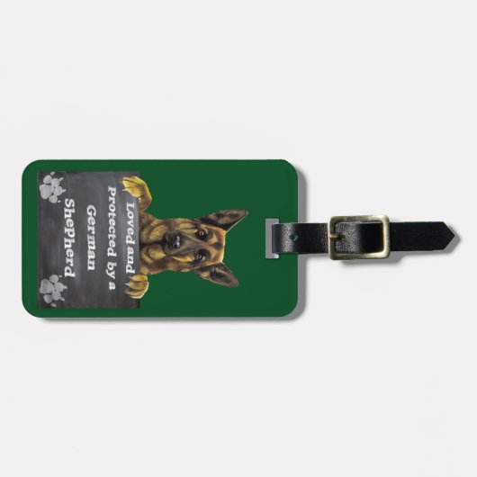 ジャーマン・シェパードによって愛され、保護されて ラゲッジタグ (正面横)