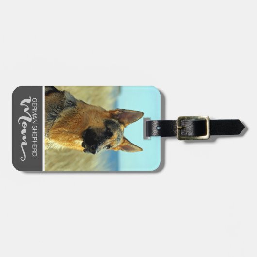 ジャーマン・シェパードのお母さんの挿入物あなたの犬の写真 ラゲッジタグ (正面横)