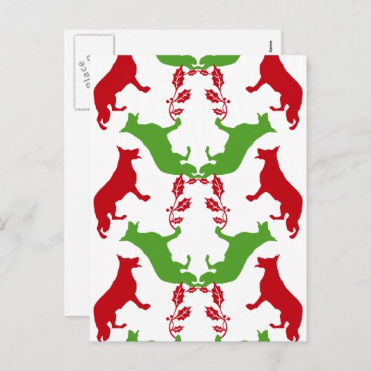 ジャーマン・シェパードのクリスマス シーズンポストカード (正面/裏面)