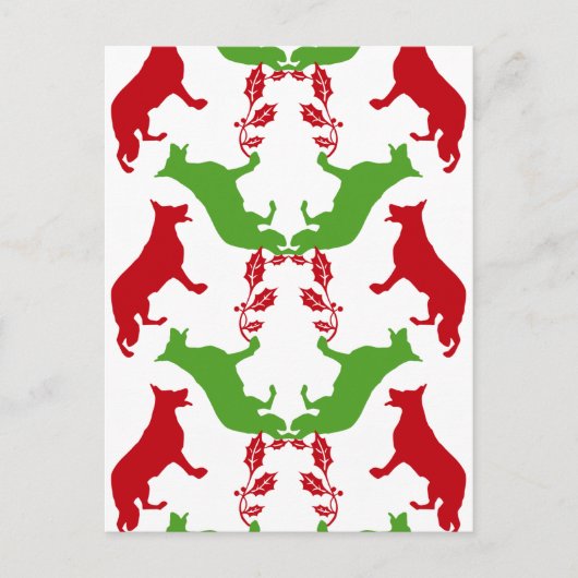 ジャーマン・シェパードのクリスマス シーズンポストカード (正面)