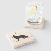 ジャーマン・シェパードのサイロの黒 ストーンコースター (横)