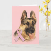 ジャーマン・シェパードの乳癌の挨拶状 カード (黄色い花)