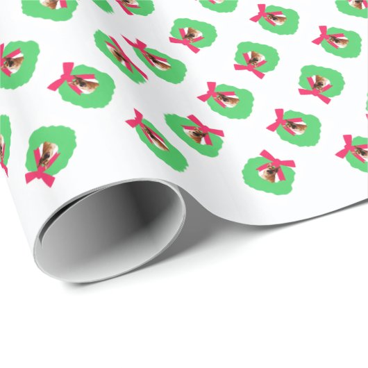 ジャーマン・シェパードの休日のクリスマスのリース ラッピングペーパー (ロールコーナー)