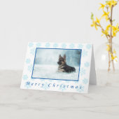 ジャーマン・シェパードの冬のクリスマスカード カード (黄色い花)