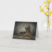 ジャーマン・シェパードの子犬カード カード (黄色い花)