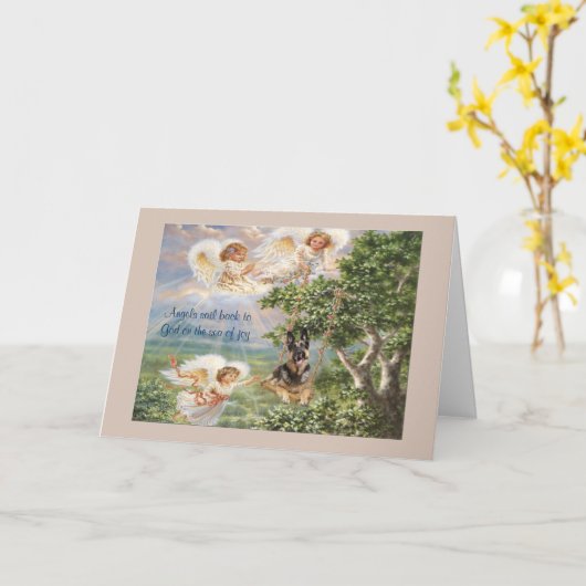 ジャーマン・シェパードの悔やみや弔慰カード カード (黄色い花)