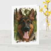 ジャーマン・シェパードの挨拶状 カード (黄色い花)