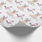 ジャーマン・シェパードの犬および雪だるま ラッピングペーパー (角)