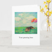 ジャーマン・シェパードの誕生日の女の子のかわいいおもしろいの芸術のスケッチ カード (黄色い花)