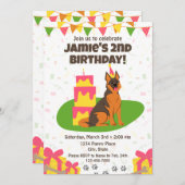 ジャーマン・シェパードの誕生日招待状 招待状 (正面/裏面)