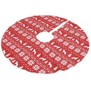 ジャーマン・シェパードはパターン赤のシルエットを描きます フェイクリネンツリースカート