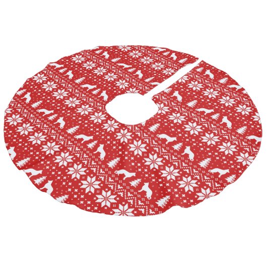 ジャーマン・シェパードはパターン赤のシルエットを描きます フェイクリネンツリースカート (アングル)