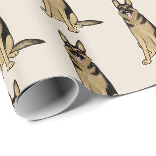 ジャーマン・シェパードはパターン|かわいいペット芸術の後をつけます ラッピングペーパー (ロールコーナー)