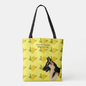 ジャーマン・シェパード犬および黄色バラ トートバッグ (裏面)