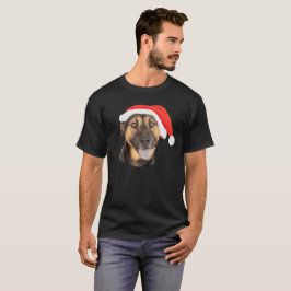 ジャーマン・シェパード犬のクリスマスのサンタの帽子 Tシャツ