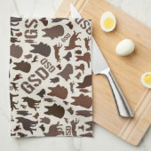 ジャーマン・シェパード犬のシルエットパターン キッチンタオル (四つ折り)