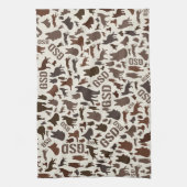 ジャーマン・シェパード犬のシルエットパターン キッチンタオル (縦)