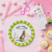 ジャーマン・シェパード犬のパーティーとのハッピーバースデー ペーパープレート (パーティー)