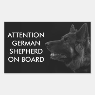 ジャーマン・シェパード犬のポートレート 長方形シール